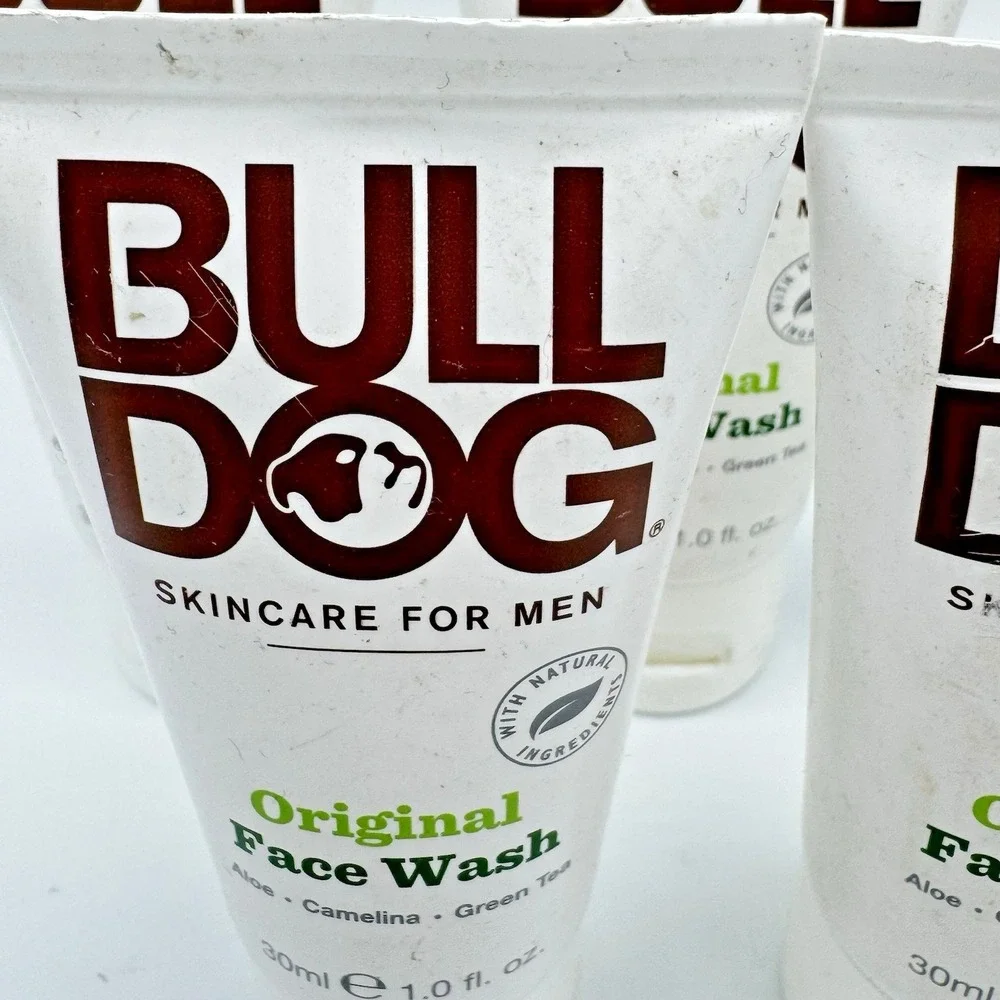 5 x Bulldog Face Wash 1oz Travel Size Original Aloe Camelina Mens Cleanser UK
